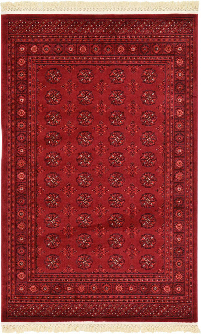 Red 4' 1 x 6' 1 Tekke Rectangle Area Rug Classic Traditional Vintage Design Carpet for Living Rooms, Dining, Bedrooms, Office Space for Sale at Rug Engine