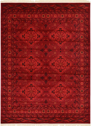 Red 9' x 12' Tekke Rectangle Area Rug Classic Traditional Vintage Design Carpet for Living Rooms, Dining, Bedrooms, Office Space for Sale at Rug Engine