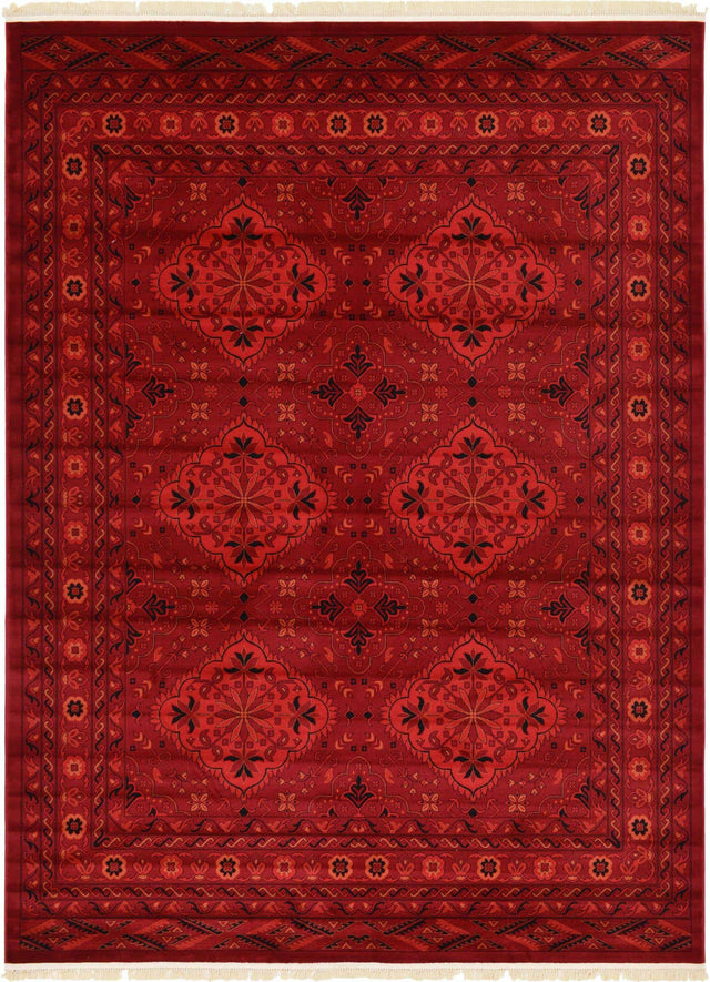 Red 9' x 12' Tekke Rectangle Area Rug Classic Traditional Vintage Design Carpet for Living Rooms, Dining, Bedrooms, Office Space for Sale at Rug Engine
