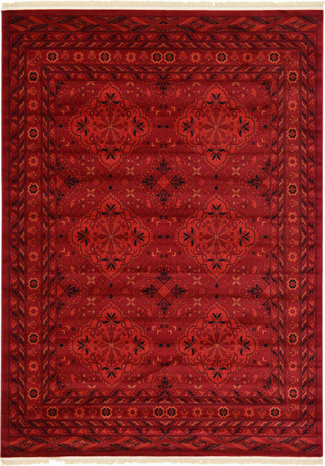 Red 7' 10 x 11' Tekke Rectangle Area Rug Classic Traditional Vintage Design Carpet for Living Rooms, Dining, Bedrooms, Office Space for Sale at Rug Engine