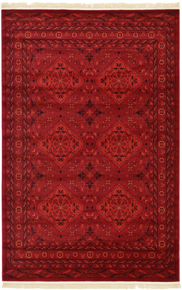 Red 6' 1 x 9' Tekke Rectangle Area Rug Classic Traditional Vintage Design Carpet for Living Rooms, Dining, Bedrooms, Office Space for Sale at Rug Engine