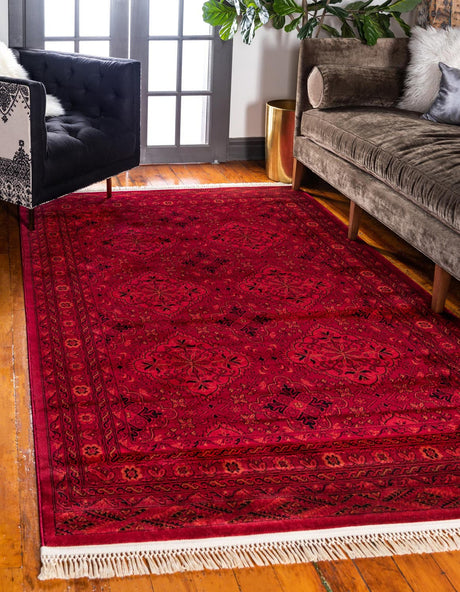 Red 3' 1 x 5' 3 Tekke Rectangle Area Rug Classic Traditional Vintage Design Carpet for Living Rooms, Dining, Bedrooms, Office Space for Sale at Rug Engine