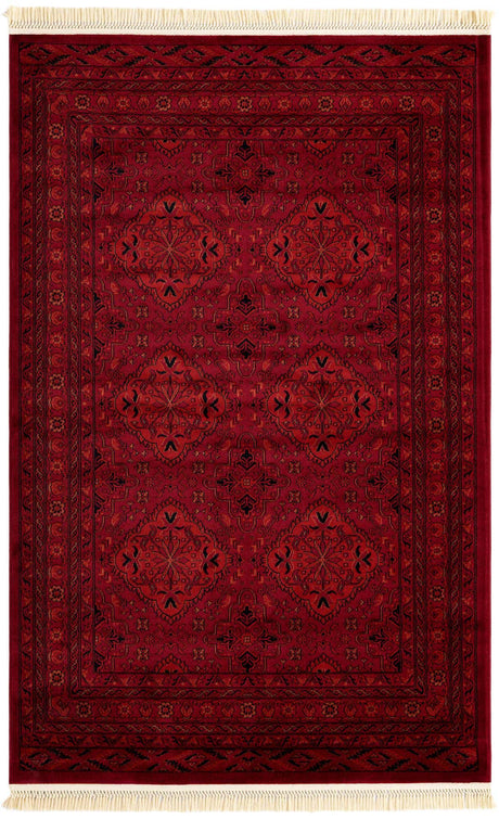 Red 5' 3 x 8' Tekke Rectangle Area Rug Classic Traditional Vintage Design Carpet for Living Rooms, Dining, Bedrooms, Office Space for Sale at Rug Engine