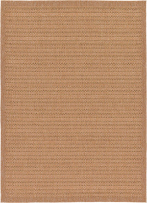 Light Brown 7' 1 x 10' Outdoor Border Rectangle Rug