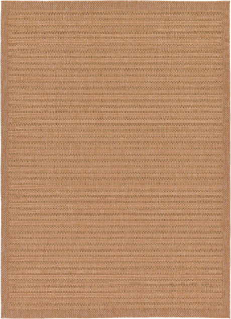 Light Brown 7' 1 x 10' Outdoor Border Rectangle Rug