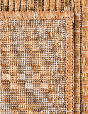 Light Brown 8' x 8' Outdoor Border Square Rug