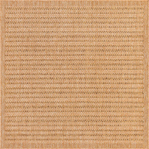 Light Brown 6' 1 x 6' 1 Outdoor Border Square Rug