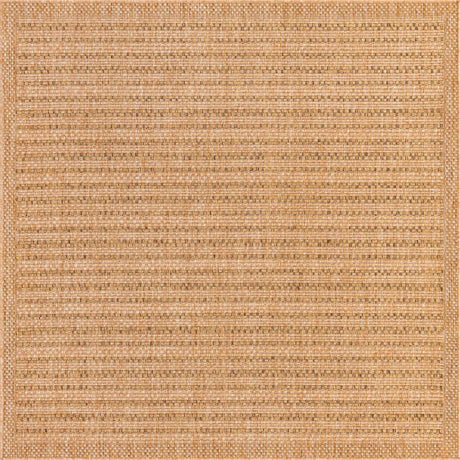 Light Brown 6' 1 x 6' 1 Outdoor Border Square Rug