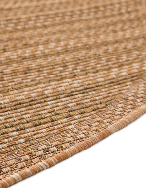 Light Brown 7' 10 x 7' 10 Outdoor Border Round Area Rug Weather Resistant for Patio, Deck, Terrace, Balcony, Porch 100% Polypropylene Classic Bordered Carpet for Sale at Rug Engine