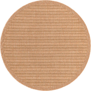 Light Brown 6' 1 x 6' 1 Outdoor Border Round Rug