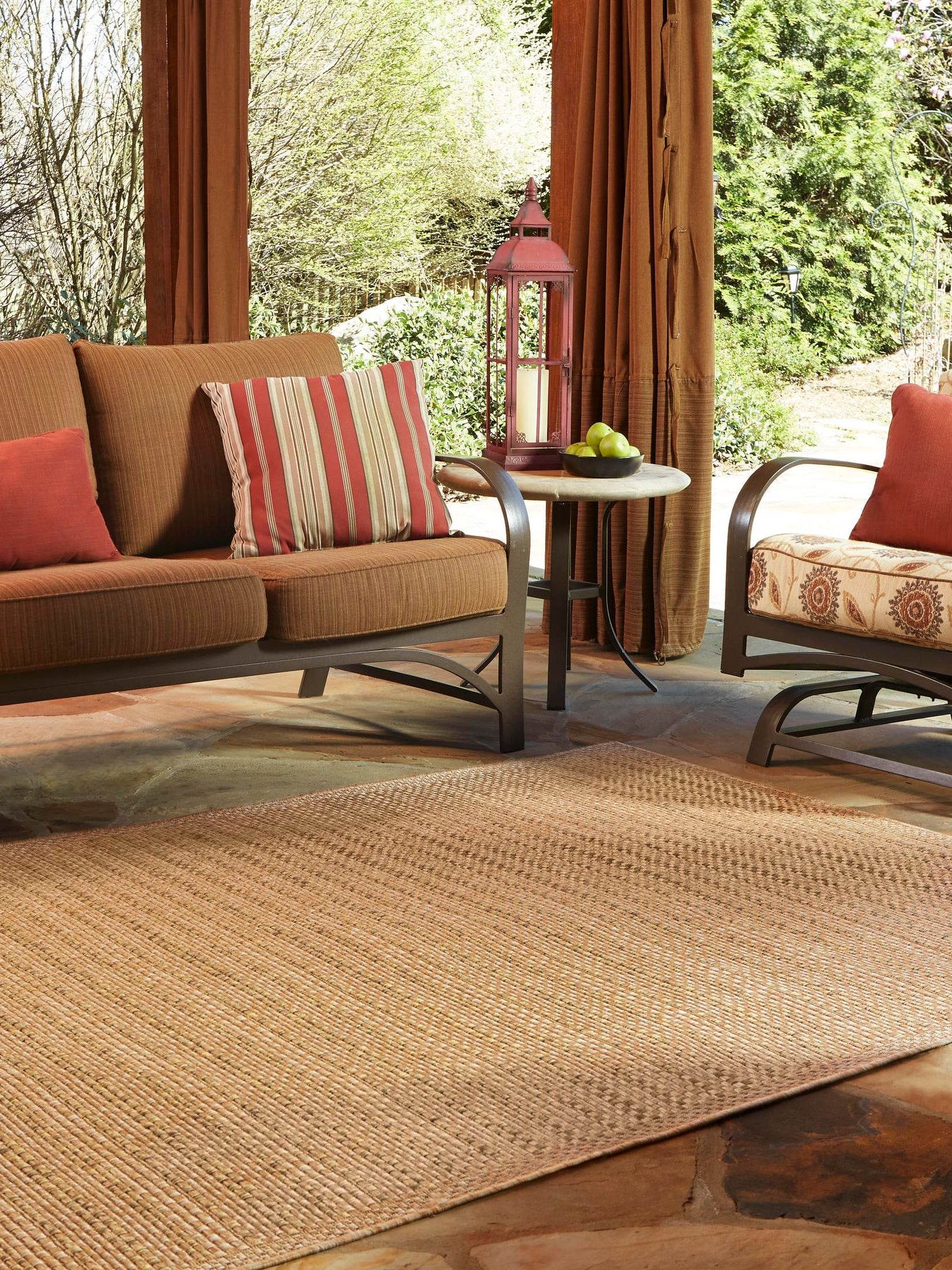 Light Brown 7' 1 x 10' Outdoor Border Rectangle Area Rug Weather Resistant for Patio, Deck, Terrace, Balcony, Porch 100% Polypropylene Classic Bordered Carpet for Sale at Rug Engine