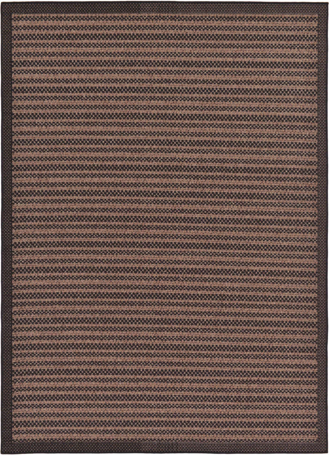 Brown 7' 1 x 10' Outdoor Border Rectangle Rug