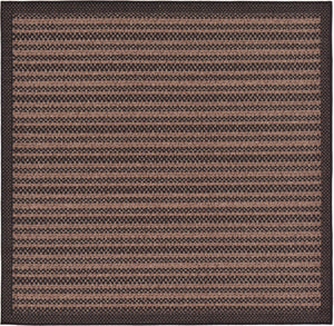 Brown 6' x 6' Outdoor Border Square Rug