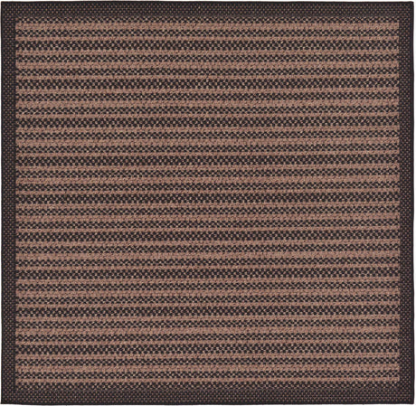 Brown 6' x 6' Outdoor Border Square Rug