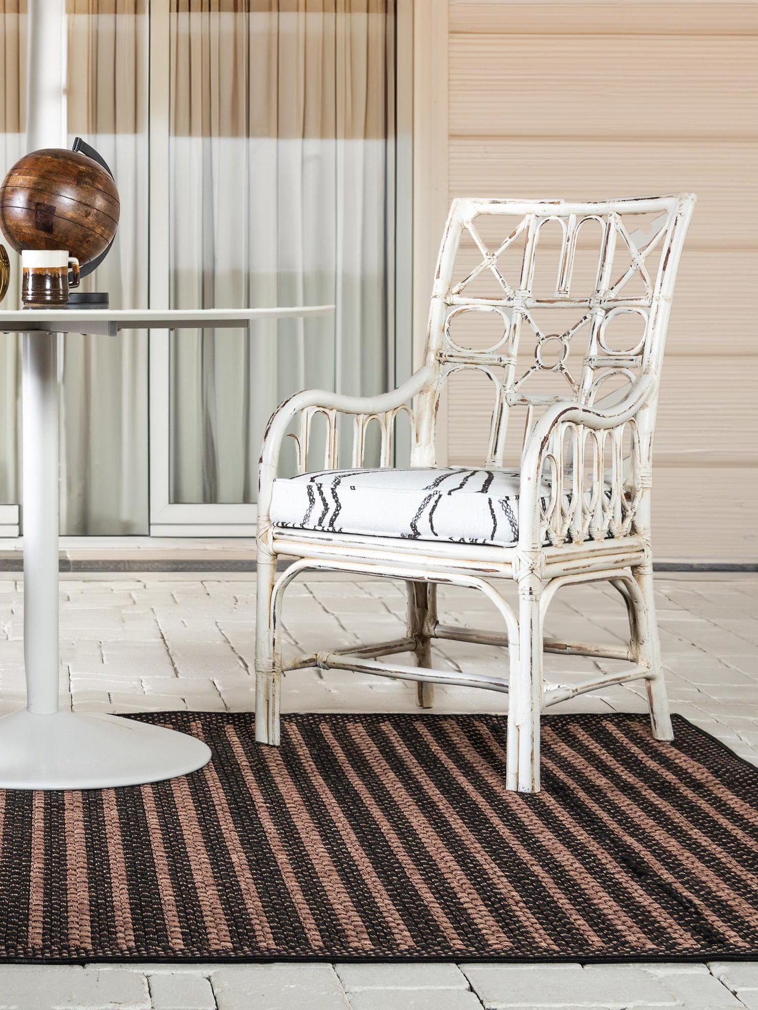 Brown 4' 1 x 6' 1 Outdoor Border Rectangle Area Rug Weather Resistant for Patio, Deck, Terrace, Balcony, Porch 100% Polypropylene Classic Bordered Carpet for Sale at Rug Engine