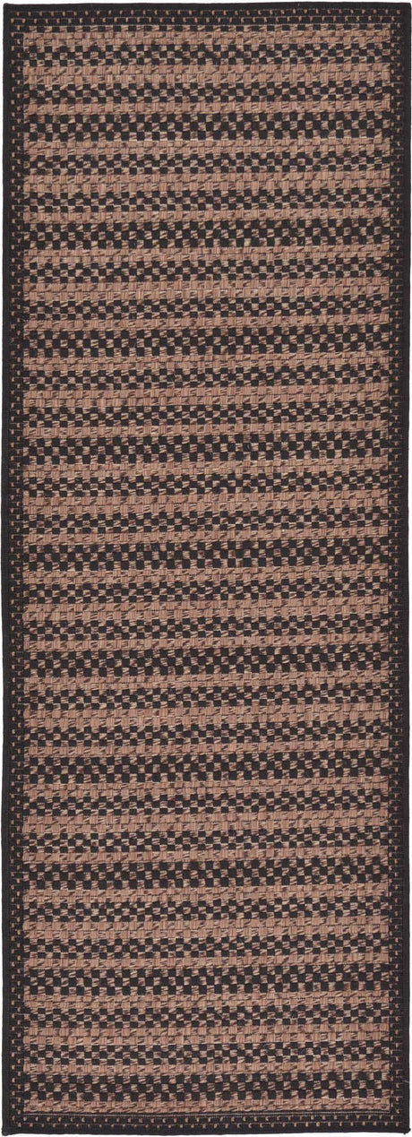 Brown 2' 2 x 6' Outdoor Border Runner Area Rug Weather Resistant for Patio, Deck, Terrace, Balcony, Porch