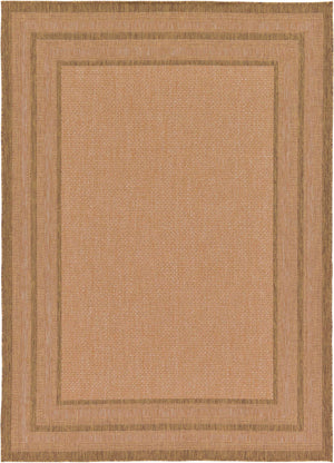Tan 7' 1 x 10' Outdoor Border Rectangle Rug