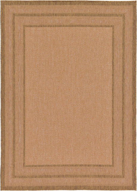 Tan 7' 1 x 10' Outdoor Border Rectangle Rug