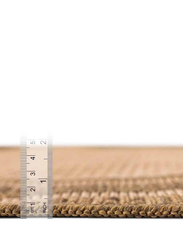 Tan 6' 1 x 6' 1 Outdoor Border Square Rug