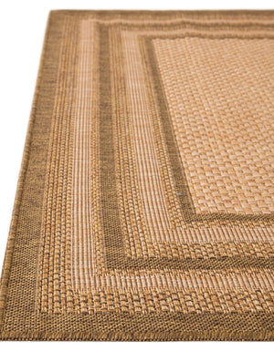 Tan 6' 1 x 6' 1 Outdoor Border Square Rug