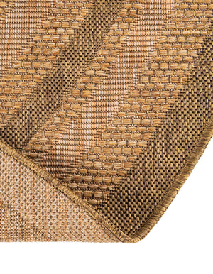 Tan 6' 1 x 6' 1 Outdoor Border Round Area Rug Weather Resistant for Patio, Deck, Terrace, Balcony, Porch 100% Polypropylene Classic Bordered Carpet for Sale at Rug Engine