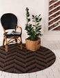 Brown 6' 1 x 6' 1 Outdoor Modern Round Area Rug Weather Resistant for Patio, Deck, Terrace, Balcony, Porch 100% Polypropylene Modern Outside Carpet for Sale at Rug Engine