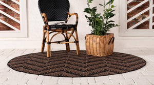 Brown 6' 1 x 6' 1 Outdoor Modern Round Area Rug Weather Resistant for Patio, Deck, Terrace, Balcony, Porch 100% Polypropylene Modern Outside Carpet for Sale at Rug Engine