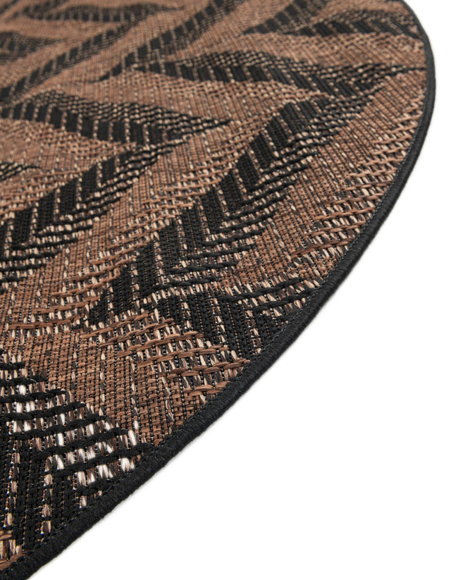 Brown 6' 1 x 6' 1 Outdoor Modern Round Area Rug Weather Resistant for Patio, Deck, Terrace, Balcony, Porch 100% Polypropylene Modern Outside Carpet for Sale at Rug Engine