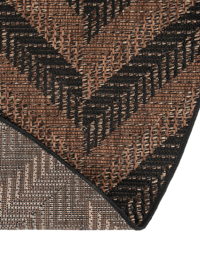 Brown 6' 1 x 6' 1 Outdoor Modern Round Area Rug Weather Resistant for Patio, Deck, Terrace, Balcony, Porch 100% Polypropylene Modern Outside Carpet for Sale at Rug Engine