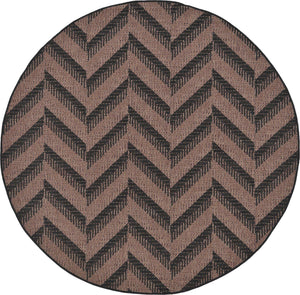Brown 6' 1 x 6' 1 Outdoor Modern Round Area Rug Weather Resistant for Patio, Deck, Terrace, Balcony, Porch 100% Polypropylene Modern Outside Carpet for Sale at Rug Engine