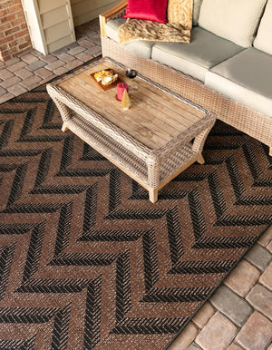 Brown 6' x 9' Outdoor Modern Rectangle Area Rug Weather Resistant for Patio, Deck, Terrace, Balcony, Porch 100% Polypropylene Modern Outside Carpet for Sale at Rug Engine