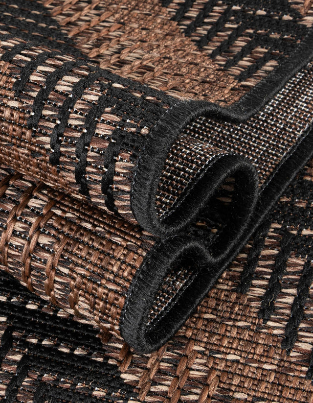 Brown 3' 3 x 5' 1 Outdoor Modern Rectangle Area Rug Weather Resistant for Patio, Deck, Terrace, Balcony, Porch 100% Polypropylene Modern Outside Carpet for Sale at Rug Engine