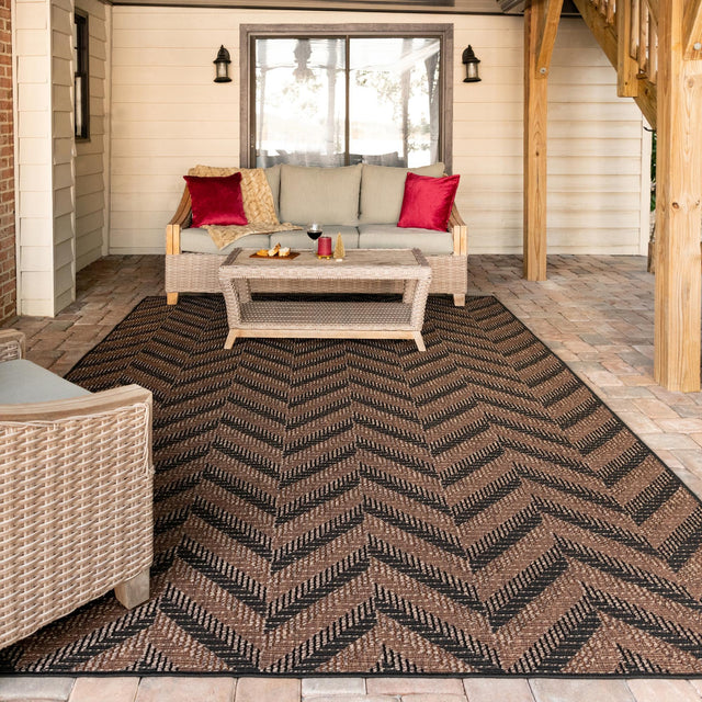 Brown 3' 3 x 5' 1 Outdoor Modern Rectangle Area Rug Weather Resistant for Patio, Deck, Terrace, Balcony, Porch 100% Polypropylene Modern Outside Carpet for Sale at Rug Engine