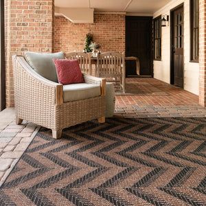Brown 3' 3 x 5' 1 Outdoor Modern Rectangle Area Rug Weather Resistant for Patio, Deck, Terrace, Balcony, Porch 100% Polypropylene Modern Outside Carpet for Sale at Rug Engine