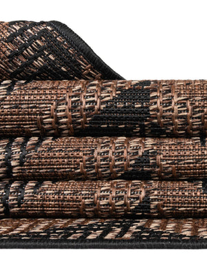 Brown 2' 2 x 6' Outdoor Modern Runner Area Rug Weather Resistant for Patio, Deck, Terrace, Balcony, Porch 100% Polypropylene Modern Outside Carpet for Sale at Rug Engine