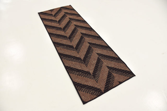Brown 2' 2 x 6' Outdoor Modern Runner Area Rug Weather Resistant for Patio, Deck, Terrace, Balcony, Porch 100% Polypropylene Modern Outside Carpet for Sale at Rug Engine