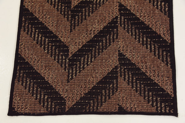 Brown 2' 2 x 6' Outdoor Modern Runner Area Rug Weather Resistant for Patio, Deck, Terrace, Balcony, Porch 100% Polypropylene Modern Outside Carpet for Sale at Rug Engine