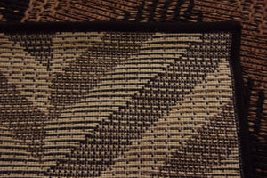 Brown 2' 2 x 6' Outdoor Modern Runner Area Rug Weather Resistant for Patio, Deck, Terrace, Balcony, Porch 100% Polypropylene Modern Outside Carpet for Sale at Rug Engine