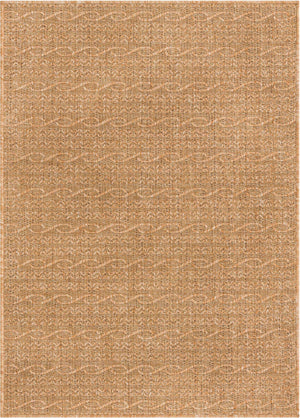 Light Brown 7' 1 x 10' Outdoor Modern Rectangle Area Rug Weather Resistant for Patio, Deck, Terrace, Balcony, Porch