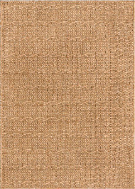 Light Brown 7' 1 x 10' Outdoor Modern Rectangle Area Rug Weather Resistant for Patio, Deck, Terrace, Balcony, Porch