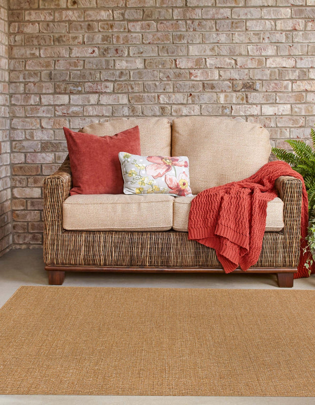 Light Brown 6' 1 x 6' 1 Outdoor Modern Square Area Rug Weather Resistant for Patio, Deck, Terrace, Balcony, Porch