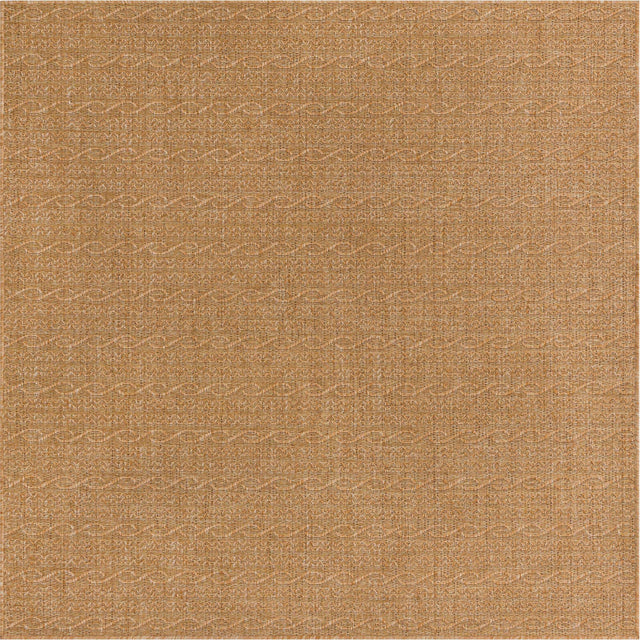 Light Brown 6' 1 x 6' 1 Outdoor Modern Square Area Rug Weather Resistant for Patio, Deck, Terrace, Balcony, Porch