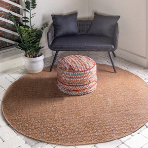Light Brown 6' x 6' Outdoor Modern Round Area Rug Weather Resistant for Patio, Deck, Terrace, Balcony, Porch 100% Polypropylene Modern Outside Carpet for Sale at Rug Engine