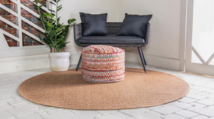 Light Brown 6' x 6' Outdoor Modern Round Area Rug Weather Resistant for Patio, Deck, Terrace, Balcony, Porch 100% Polypropylene Modern Outside Carpet for Sale at Rug Engine