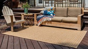Light Brown 8' x 11' 4 Outdoor Modern Rectangle Area Rug Weather Resistant for Patio, Deck, Terrace, Balcony, Porch 100% Polypropylene Modern Outside Carpet for Sale at Rug Engine