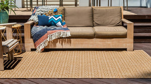 Light Brown 6' 1 x 9' Outdoor Modern Rectangle Area Rug Weather Resistant for Patio, Deck, Terrace, Balcony, Porch 100% Polypropylene Modern Outside Carpet for Sale at Rug Engine