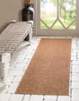 Light Brown 2' 2 x 6' 1 Outdoor Modern Runner Area Rug Weather Resistant for Patio, Deck, Terrace, Balcony, Porch 100% Polypropylene Modern Outside Carpet for Sale at Rug Engine