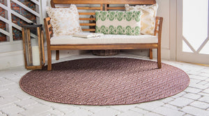 Brown 6' 1 x 6' 1 Outdoor Modern Round Area Rug Weather Resistant for Patio, Deck, Terrace, Balcony, Porch 100% Polypropylene Modern Outside Carpet for Sale at Rug Engine