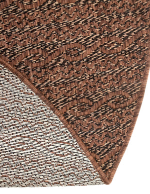 Brown 6' 1 x 6' 1 Outdoor Modern Round Area Rug Weather Resistant for Patio, Deck, Terrace, Balcony, Porch 100% Polypropylene Modern Outside Carpet for Sale at Rug Engine