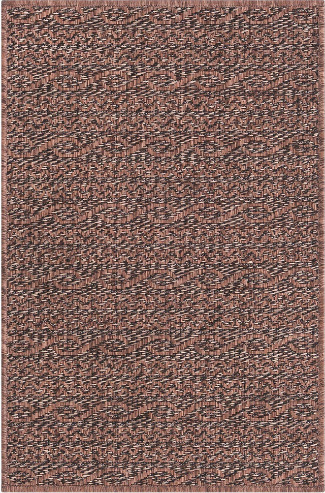 Brown 2' 2 x 3' 1 Outdoor Modern Rectangle Area Rug Weather Resistant for Patio, Deck, Terrace, Balcony, Porch 100% Polypropylene Modern Outside Carpet for Sale at Rug Engine
